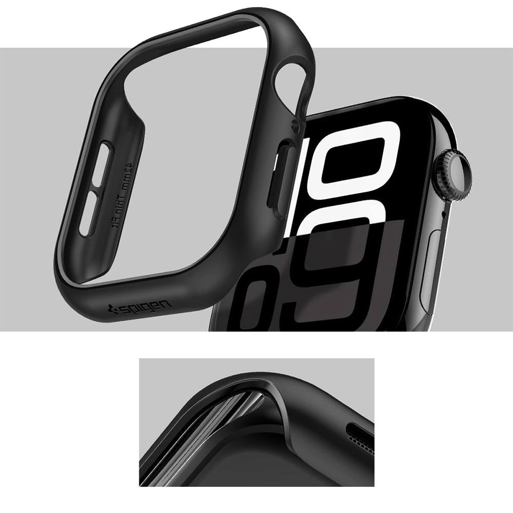 Etui Spigen Thin Fit do Apple Watch 10 (42 mm), czarne